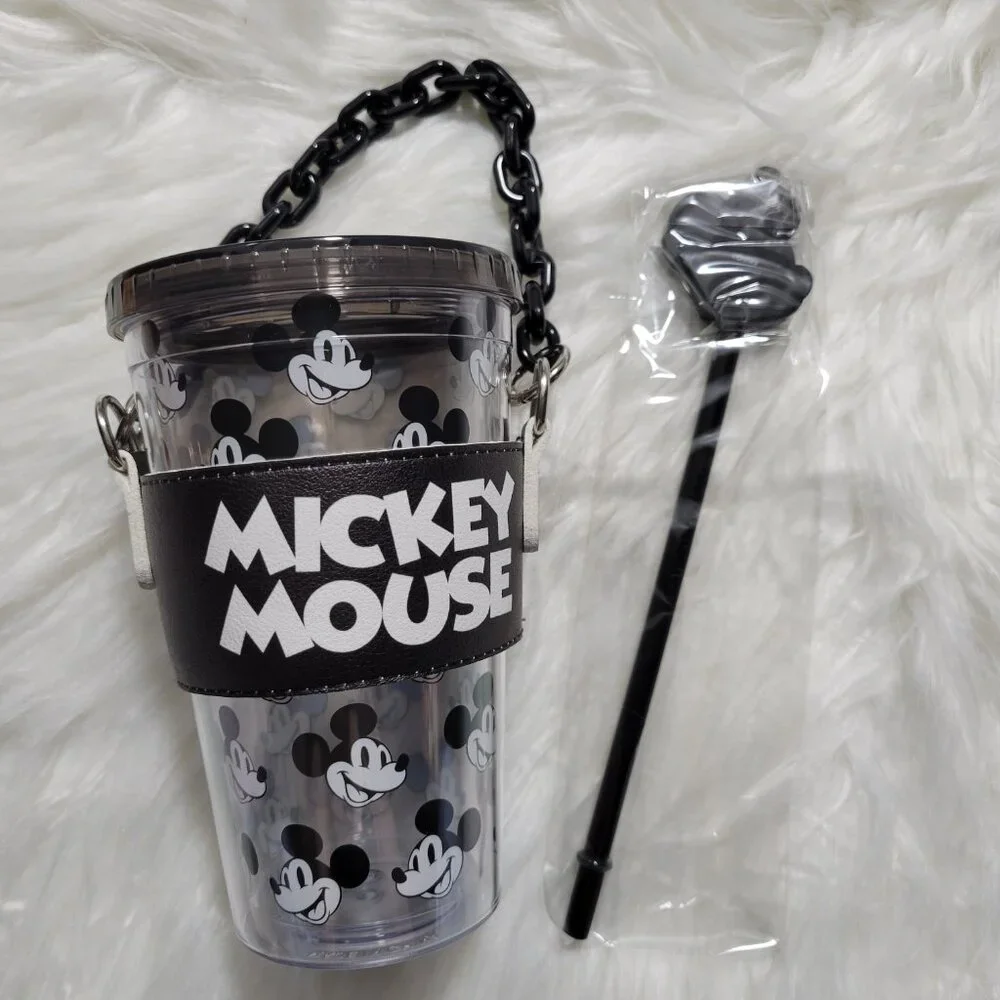 Disney Mickey Mouse Black & White Tumbler with Holder